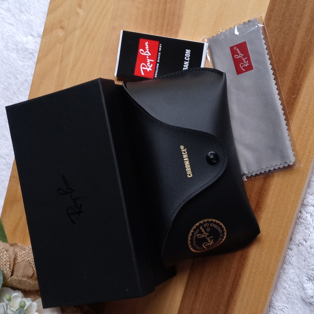 Ray-Ban Chromance sunglass case and box with cloth